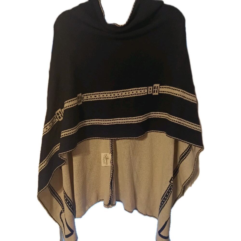 In 2 Green Poncho Recycled Cotton Boho Cowgirl